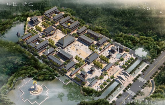 古建筑工程设计—寺院建筑布局鸟瞰图