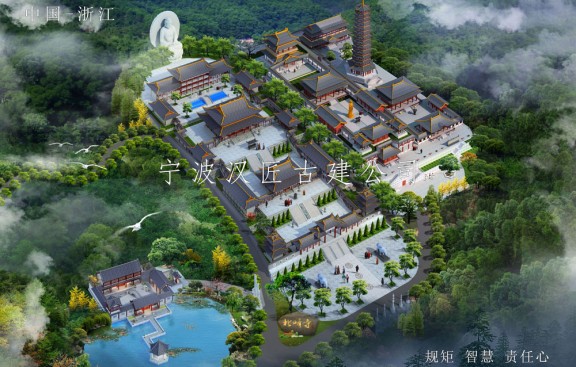 寺院重建平面布局图效果图-北峰寺
