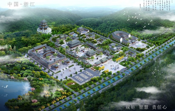 寺院整体规划设计效果图—山东藏峰寺