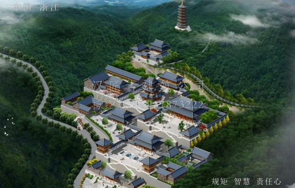 温州龙王寺重建规划设计效果图
