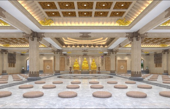 大型寺庙规划设计，鸟瞰图震撼视觉体验