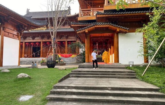 道观扩建鸟瞰图及平面图，一站式装修方案，扩建道教建筑规模