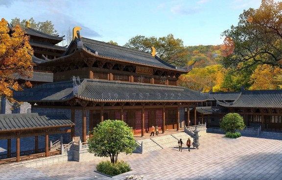 专注江苏道观建筑效果图鸟瞰图制作，无锡专业设计与施工单位