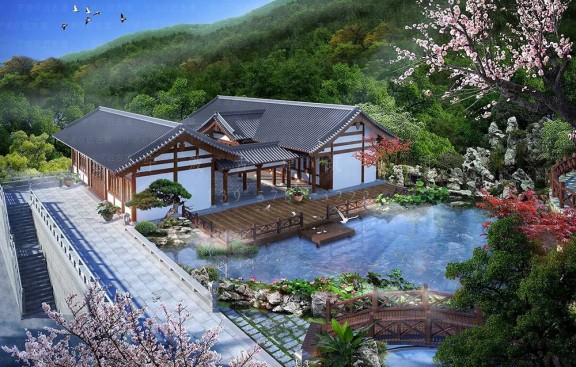 道观翻新，包含鸟瞰图及施工图深化，翻新道教建筑外观