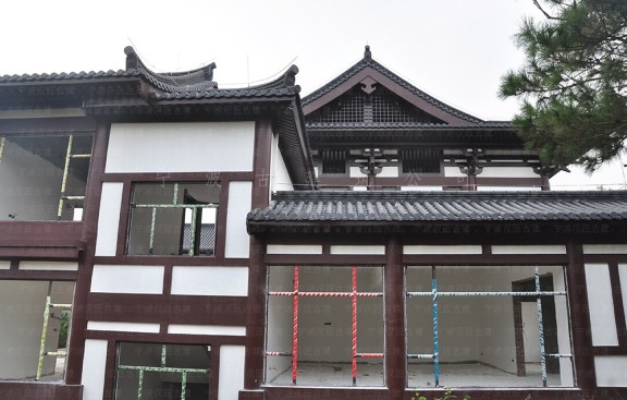 从寺院改造平面图到鸟瞰图，施工图，改造寺院建筑内部