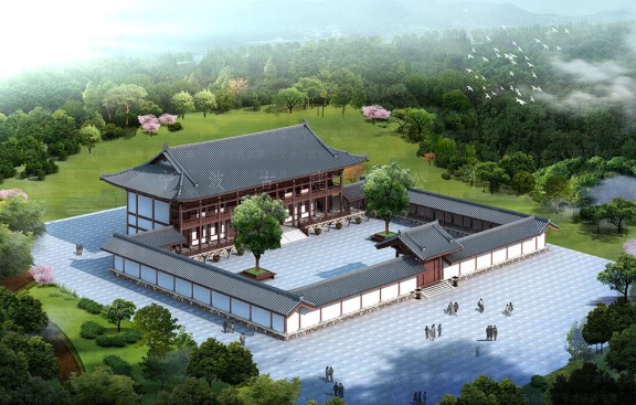 古建筑公司制作小型道观鸟瞰图，并完成设计效果图及预算