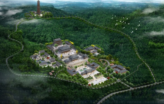 寺庙建筑设计效果图方案，道观设计图纸参考大全