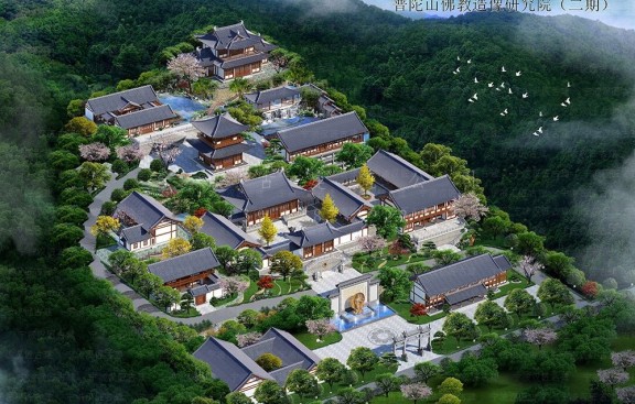 湖州古建筑设计中心，承接湖州仿古寺庙鸟瞰图设计与施工图绘制