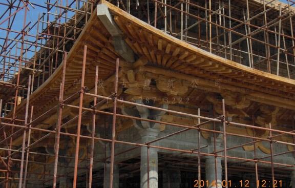 宫观迁建施工图与鸟瞰图，装修装饰并报方案，迁建道教建筑位置