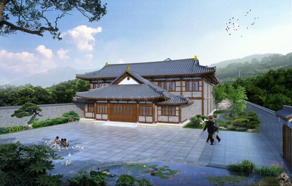 上海寺庙设计公司，擅长寺庙设计布局方案与整体效果图，营造都市禅境