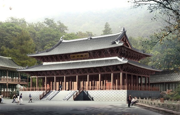 南通古建筑设计中心，承接南通仿古寺庙建筑鸟瞰图项目与效果图设计