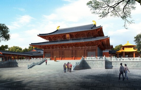 古建筑公司出品道观设计效果图，同步完成宫观施工及整体方案