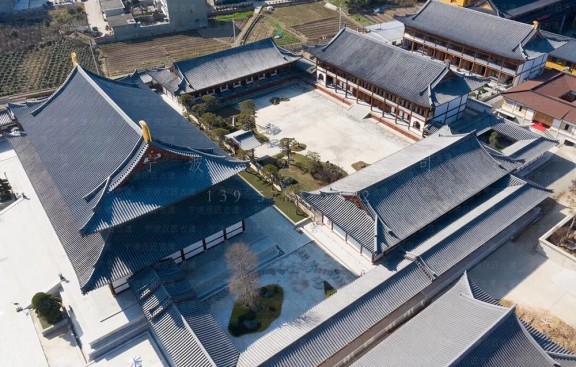 安徽道观古建鸟瞰效果图，合肥设计与施工队伍匠心呈现