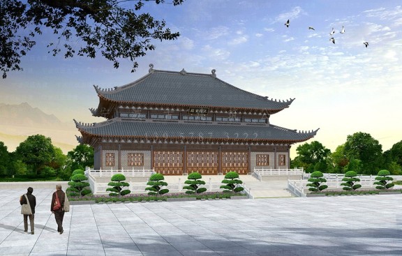 宫观装修总包，提供道教建筑设计鸟瞰图施工图