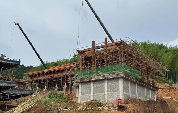 古建筑公司提供宫观布局及鸟瞰图，总包施工图深化及方案