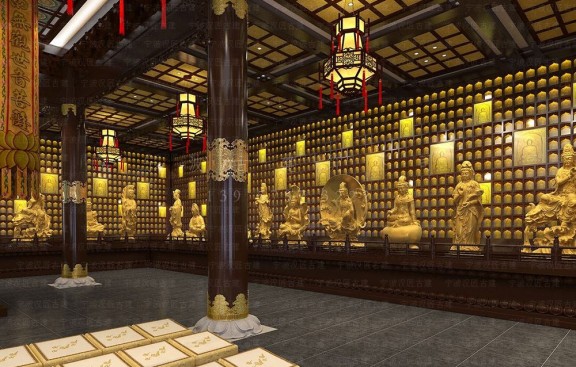 道观的鸟瞰图与平面图，道教建筑设计一站式施工